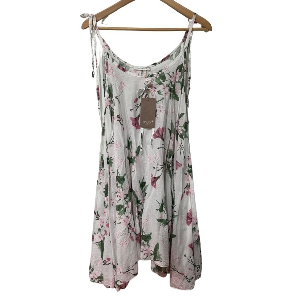 Shyloh Cotton Aysmmetrical Floral Dress One Size Fits Most NEW WITH TAGS